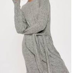 Topshop Heather Gray Tie Front Knit Dress